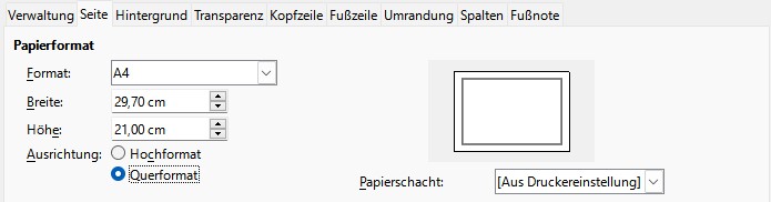 LibreOffice - Seitenvorlage